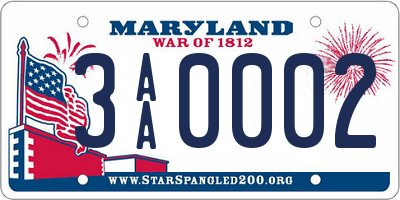 MD license plate 3AA0002