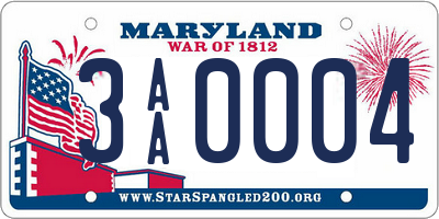 MD license plate 3AA0004