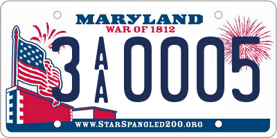 MD license plate 3AA0005