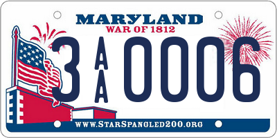 MD license plate 3AA0006