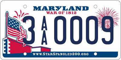 MD license plate 3AA0009