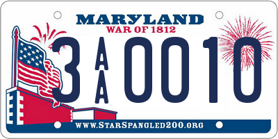 MD license plate 3AA0010