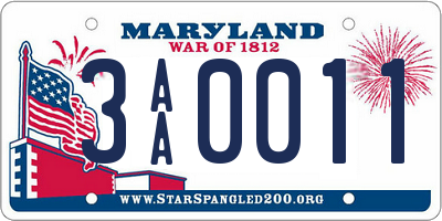 MD license plate 3AA0011