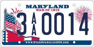 MD license plate 3AA0014