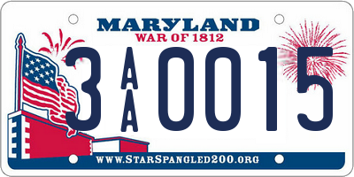 MD license plate 3AA0015