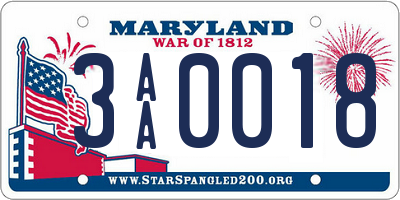 MD license plate 3AA0018