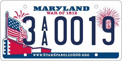 MD license plate 3AA0019