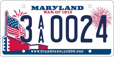 MD license plate 3AA0024