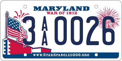 MD license plate 3AA0026