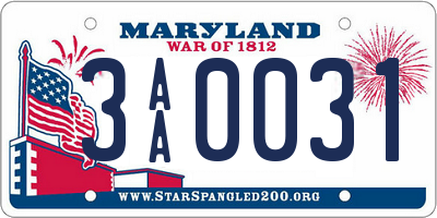 MD license plate 3AA0031