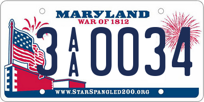 MD license plate 3AA0034