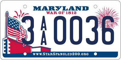 MD license plate 3AA0036