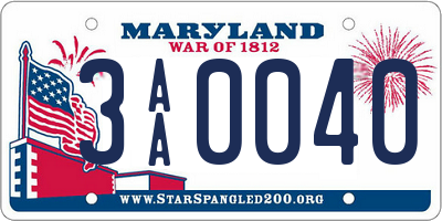 MD license plate 3AA0040