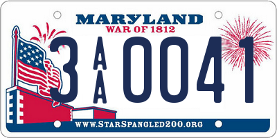 MD license plate 3AA0041