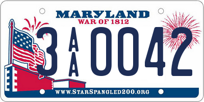 MD license plate 3AA0042