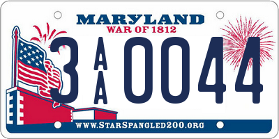 MD license plate 3AA0044