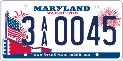 MD license plate 3AA0045