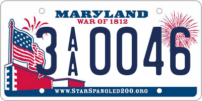 MD license plate 3AA0046