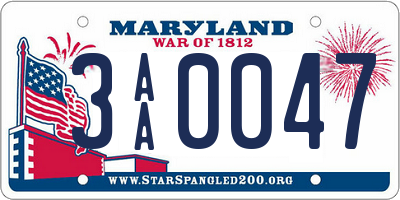 MD license plate 3AA0047