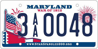 MD license plate 3AA0048