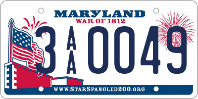 MD license plate 3AA0049