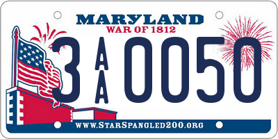 MD license plate 3AA0050