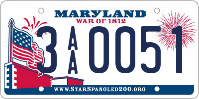 MD license plate 3AA0051