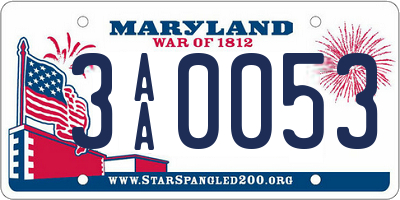 MD license plate 3AA0053