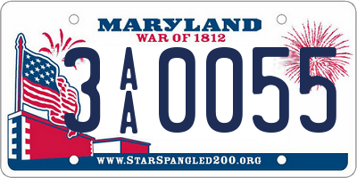 MD license plate 3AA0055