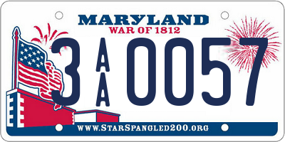 MD license plate 3AA0057