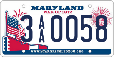 MD license plate 3AA0058