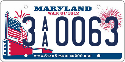 MD license plate 3AA0063