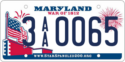 MD license plate 3AA0065