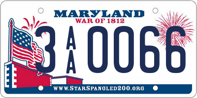 MD license plate 3AA0066