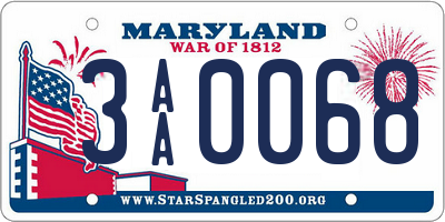 MD license plate 3AA0068