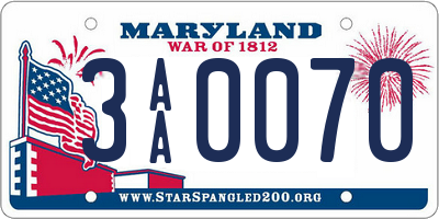 MD license plate 3AA0070