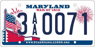 MD license plate 3AA0071