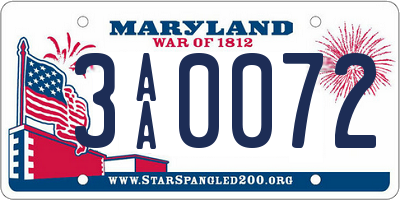 MD license plate 3AA0072