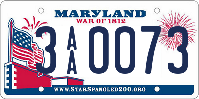 MD license plate 3AA0073