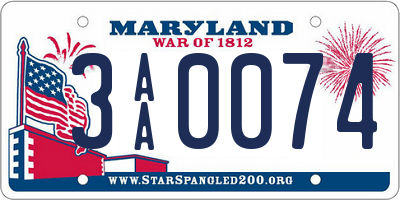 MD license plate 3AA0074