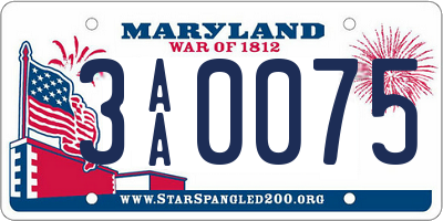 MD license plate 3AA0075