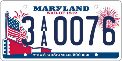 MD license plate 3AA0076