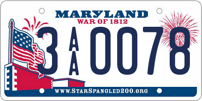 MD license plate 3AA0078