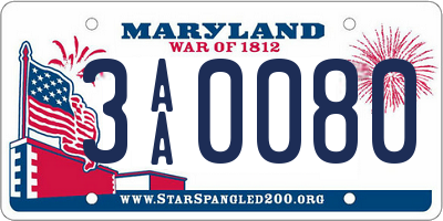 MD license plate 3AA0080