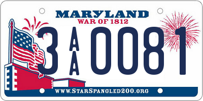 MD license plate 3AA0081