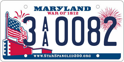 MD license plate 3AA0082