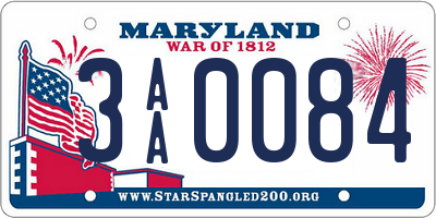 MD license plate 3AA0084