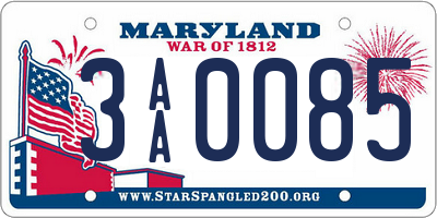 MD license plate 3AA0085