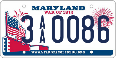 MD license plate 3AA0086