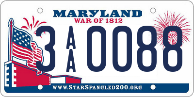 MD license plate 3AA0088